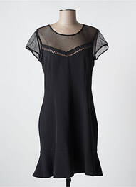 Robe courte fermeture zippée au dos manches courtes noir SET femme