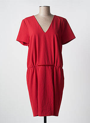 Robe mi-longue tissage crêpe manches courtes rouge LUUCA femme