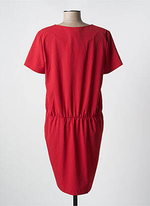 Robe mi-longue tissage crêpe manches courtes rouge LUUCA femme