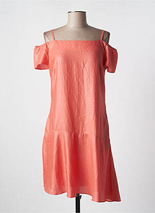 Robe courte coupe évasée fines bretelles orange LOLA femme