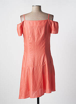 Robe courte coupe évasée fines bretelles orange LOLA femme