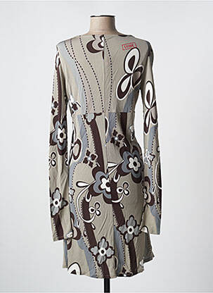 Robe mi-longue imprimé fantaisie manches longues gris I.CODE (By IKKS) femme