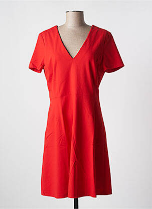 Robe mi-longue fermeture zippée au dos manches courtes rouge SET femme