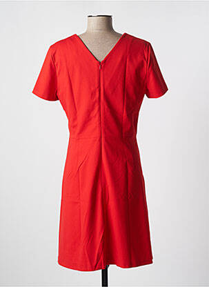 Robe mi-longue fermeture zippée au dos manches courtes rouge SET femme