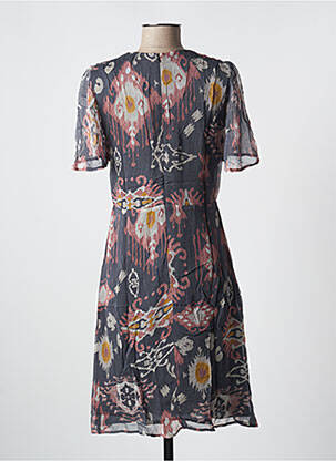 Robe mi-longue imprimé fantaisie manches courtes bleu SET femme