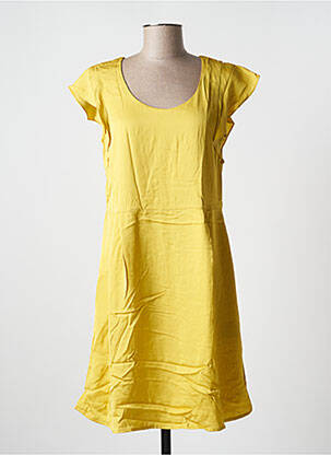 Robe mi-longue coupe fluide manches courtes jaune SET femme