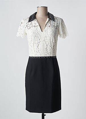 Robe courte fermeture zippée au dos manches courtes blanc SET femme