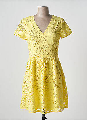 Robe courte coupe évasée manches courtes jaune IDANO femme