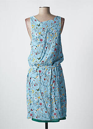 Robe mi-longue imprimé fleurs sans manche bleu MARIE-SIXTINE femme