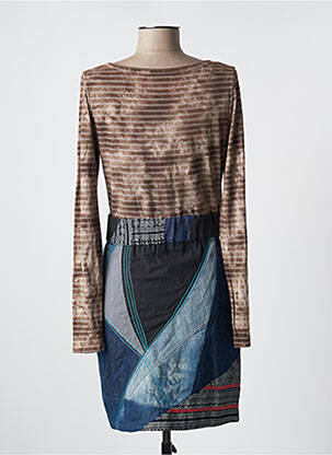 Robe mi-longue manches longues manches longues marron DESIGUAL femme