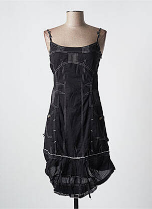 Robe courte col rond fines bretelles noir ET COMPAGNIE femme