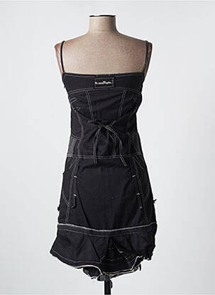 Robe courte col rond fines bretelles noir ET COMPAGNIE femme