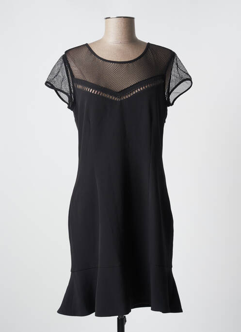 Robe courte fermeture zippée au dos manches courtes noir SET femme
