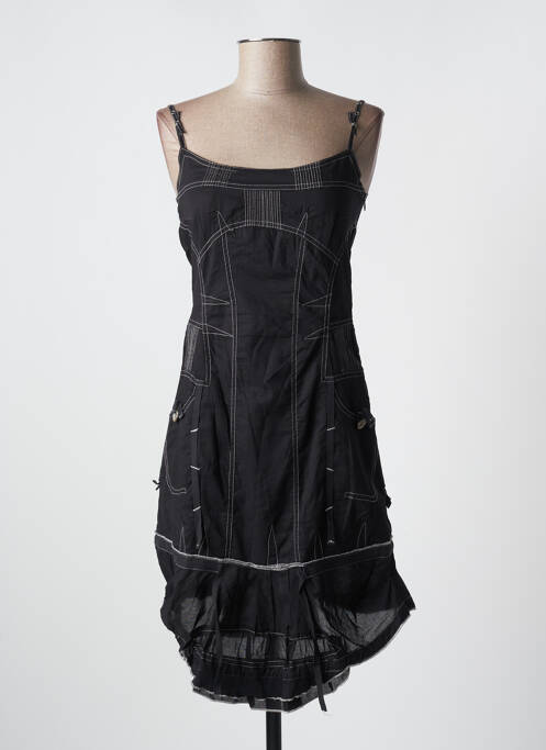 Robe courte col rond fines bretelles noir ET COMPAGNIE femme