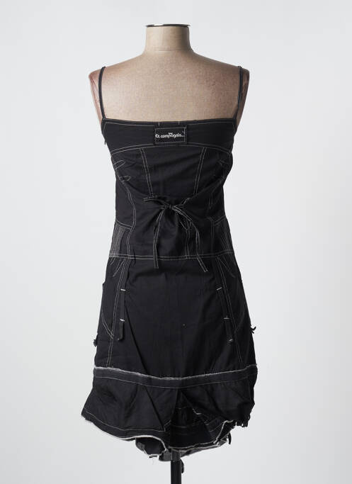Robe courte col rond fines bretelles noir ET COMPAGNIE femme