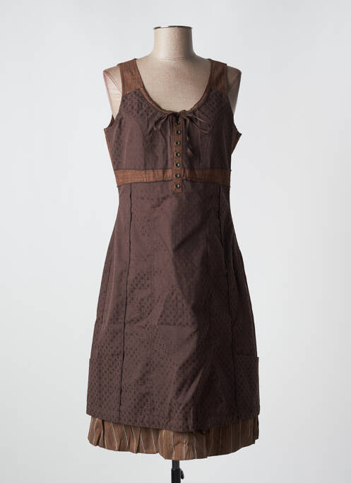 Robe mi-longue marron SALT & PEPPER pour femme