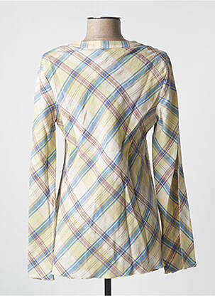 Blouse tissage popeline manches longues bleu LOLA femme