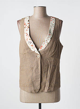 Gilet sans manche poches marron ONE STEP femme