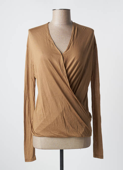 Top tissage jersey manches longues marron AMERICAN VINTAGE femme