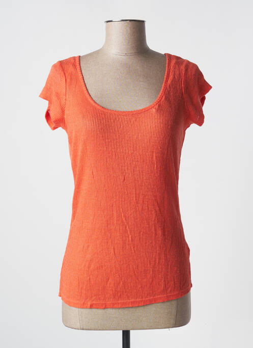 Pull coupe cintrée manches courtes orange MARIE-SIXTINE femme