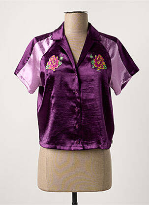 Chemisier coupe fluide manches courtes violet OBEY femme