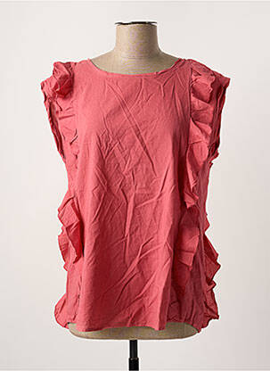 Blouse tissage popeline manches courtes rose HARTFORD femme