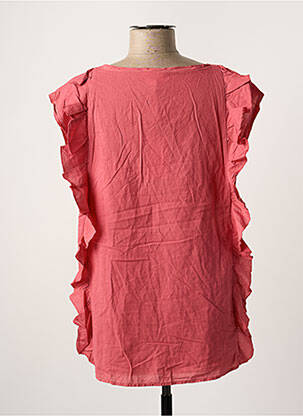 Blouse tissage popeline manches courtes rose HARTFORD femme