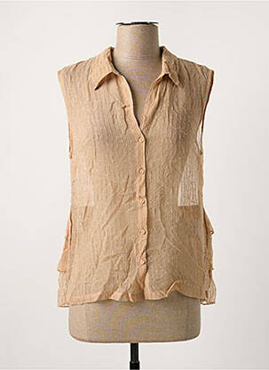 Chemisier tissage crêpe sans manche beige BERENICE femme
