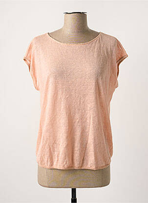 Pull tissage chiné manches courtes rose DES PETITS HAUTS femme