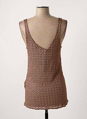 Pull coupe droite sans manche marron BERENICE femme