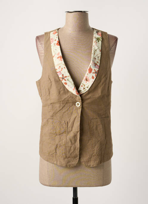 Gilet sans manche poches beige ONE STEP femme