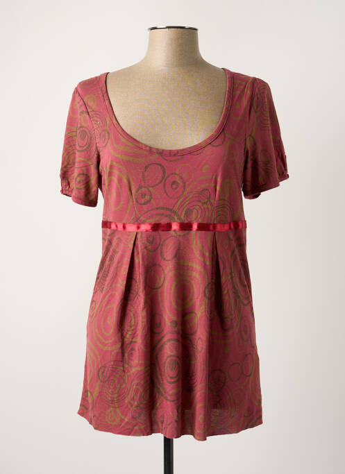 Tunique manches courtes coupe cintrée rose WOMN femme