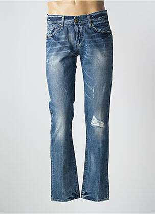 Jeans coupe slim effet usé délavé taille normale bleu TAKE TWO homme