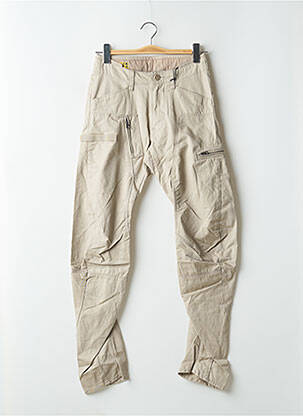Pantalon slim fermeture zippée sous rabat boutonné taille normale beige G STAR homme