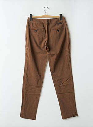 Pantalon 7/8 fermeture zippée sous rabat avec crochet taille normale marron LEON & HARPER femme