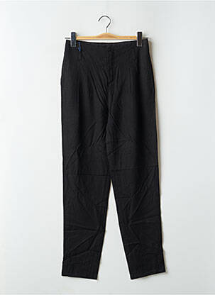 Pantalon droit tissage popeline taille haute noir LEON & HARPER femme