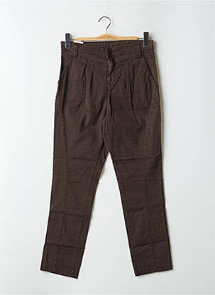 Pantalon droit coupe carotte taille haute marron KILL DEAL femme