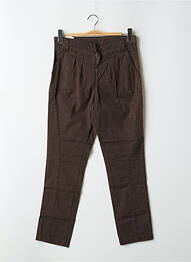Pantalon droit tissage popeline taille haute marron KILL DEAL femme