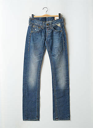 Jeans coupe slim effet usé délavé taille basse bleu REPLAY femme