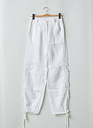 Pantalon droit fermeture zippée sous rabat boutonné taille normale blanc RWD femme