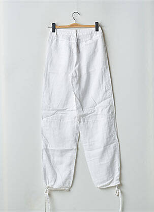 Pantalon droit fermeture zippée sous rabat boutonné taille normale blanc RWD femme