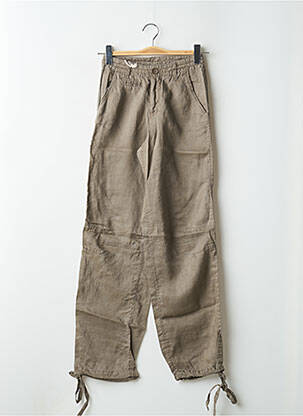 Pantalon droit fermeture zippée sous rabat boutonné taille basse marron RWD femme