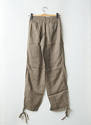 Pantalon droit fermeture zippée sous rabat boutonné taille basse marron RWD femme