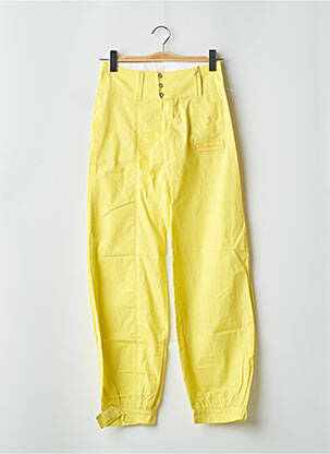 Pantalon droit tissage popeline taille basse jaune BE YOU K femme