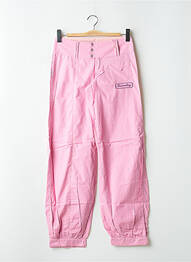 Pantalon droit tissage popeline taille basse rose BE YOU K femme