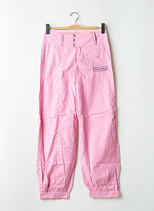 Pantalon droit tissage popeline taille basse rose BE YOU K femme