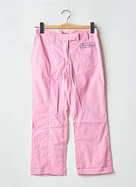 Pantalon 7/8 tissage popeline taille normale rose BE YOU K femme