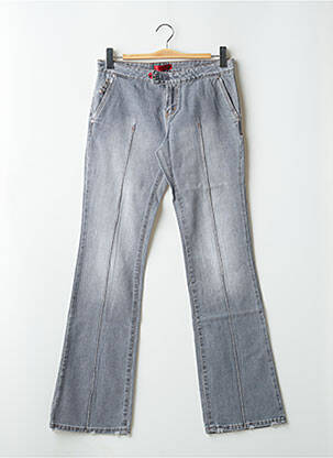 Jeans bootcut fermeture zippée sous rabat scratché taille basse gris CIMARRON femme