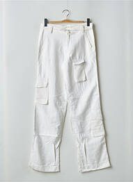 Pantalon droit fermeture zippée sous rabat boutonné taille normale blanc SCHOOL RAG femme