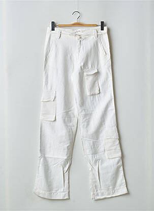 Pantalon droit fermeture zippée sous rabat boutonné taille normale blanc SCHOOL RAG femme